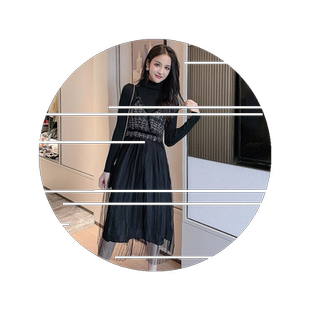 性感御姐风黑色加绒针织连衣裙子女初冬辣妹修身显瘦包臀裙秋冬款