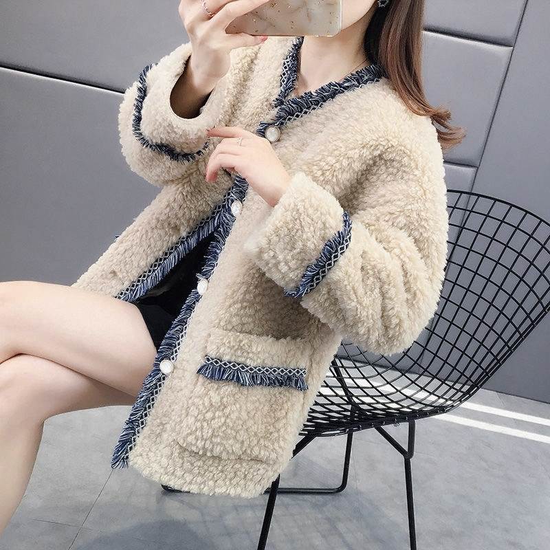 2025新款加厚保暖小香风女士羊羔毛外套女秋冬季皮毛一体百搭显瘦