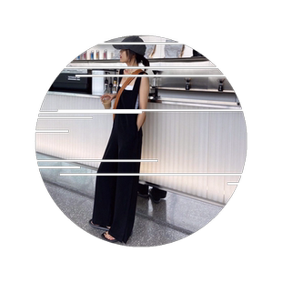 冰丝阔腿裤女新款夏季垂感背带连体裤宽松显瘦薄款港风休闲长裤子