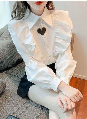 2025春秋款高级感上衣减龄娃娃领衬衣灯笼袖法式修身百搭雪纺衫潮