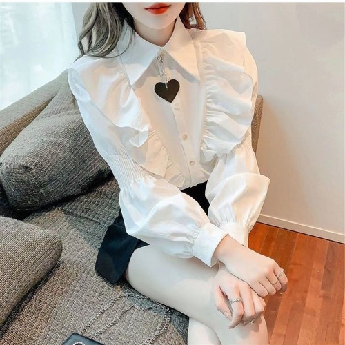 2025春秋款高级感上衣减龄娃娃领衬衣灯笼袖法式修身百搭雪纺衫潮