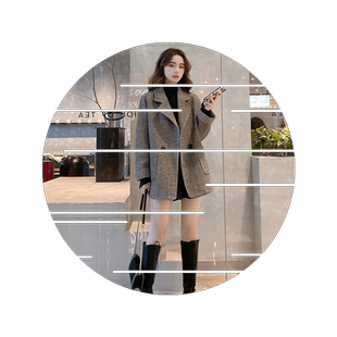 毛呢显瘦休闲韩版2026年女西装宽松外套小西服春秋上衣新款英伦风