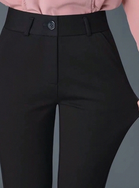 夏季弹力西裤女高腰直筒长裤秋新款中年妈妈休闲裤上班OL西装裤子