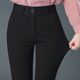 秋新款 女高腰直筒长裤 中年妈妈休闲裤 上班OL西装 子 夏季 裤 弹力西裤