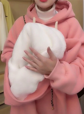 加厚绒卫衣女秋冬新款宽松显瘦连帽保暖上衣休闲外穿厚实帽衫2025