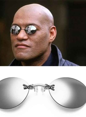 Clip On Nose Glasses Round Rimless Matrix Morpheus Sunglass