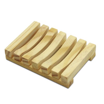 Natural Bamboo Wooden Soap Dish Tray Drainage Bathroom Showe