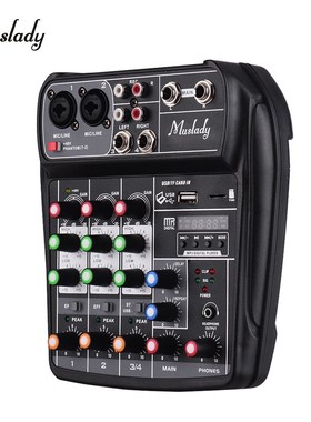 Muslady Mixing Console Digital Audio Mixer 4 Channel BT  Po