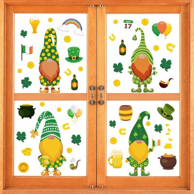 4Sheets Saint Patrick's Day Leprechauns Gnome Window Clings