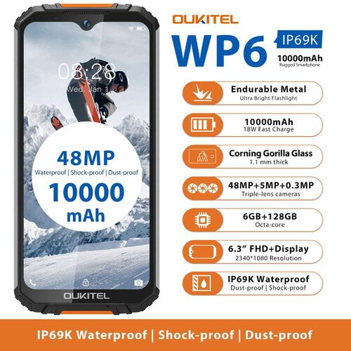 OUKITEL WP6 IP68 Rugged Waterproof Smartphone MT6771T Octa