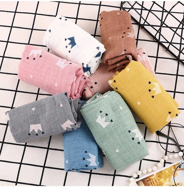 New Fashion Kids Crown Print Scarf Spring Cotton Neckerchief