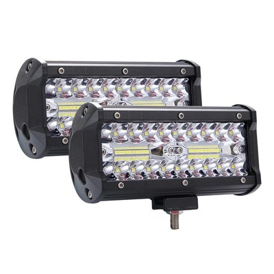 2 pcs 7 inch LED Light Bar 3 Rows 400W  12V 24V 6000k Work L