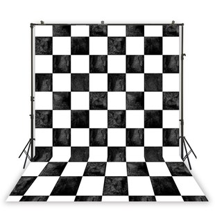Black And White CHECKERED Pattern Backdrop Birthday Portrai