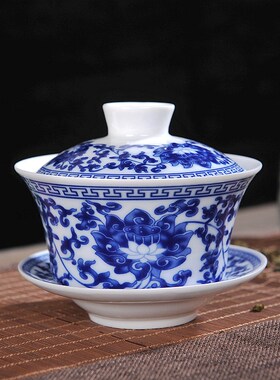 230/330ml Jingdezhen Ceramics Blue and White Tea Bowl Sancai