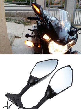 evomosa Motorcycle Rearview Mirrors LED urn Signals Lights