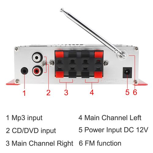 HY-504 4CH x 41W HI-FI Car Audio High Power Amplifier FM Rad