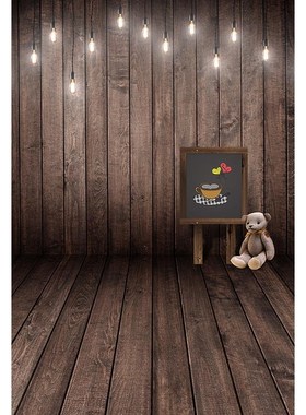 5x7ft  Restaurant Board Bulbs Wood Grain Pallets Washable No