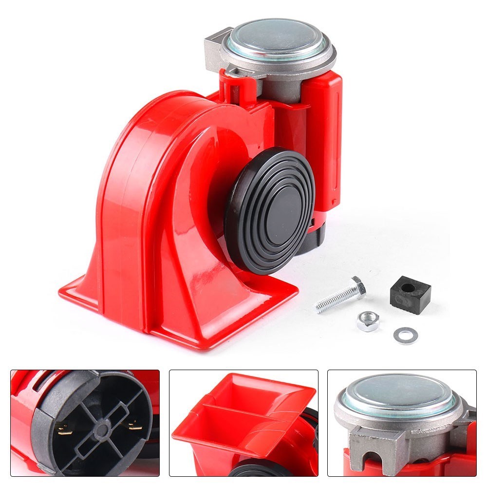 12V 115dB Car Air Horn Red Compact Dual Tone Electric Pump L