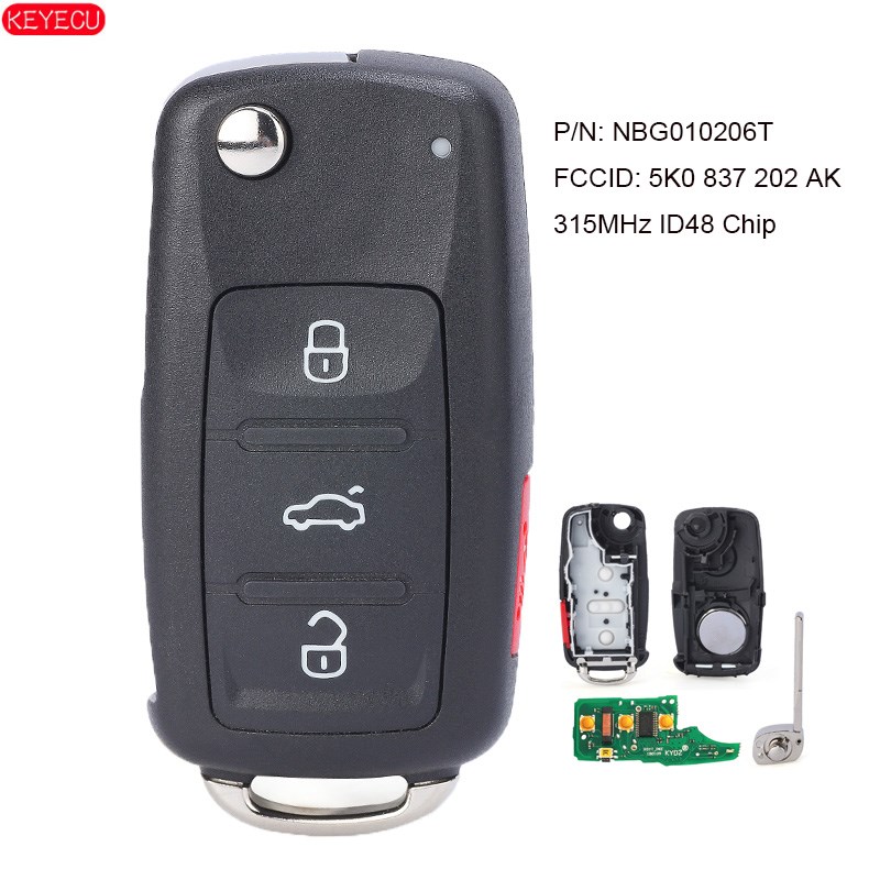 Keyless-Go Remote Key 315MHz ID48 Chip Fob for Volkswagen 20