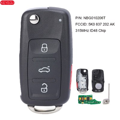 Keyless-Go Remote Key 315MHz ID48 Chip Fob for Volkswagen 20