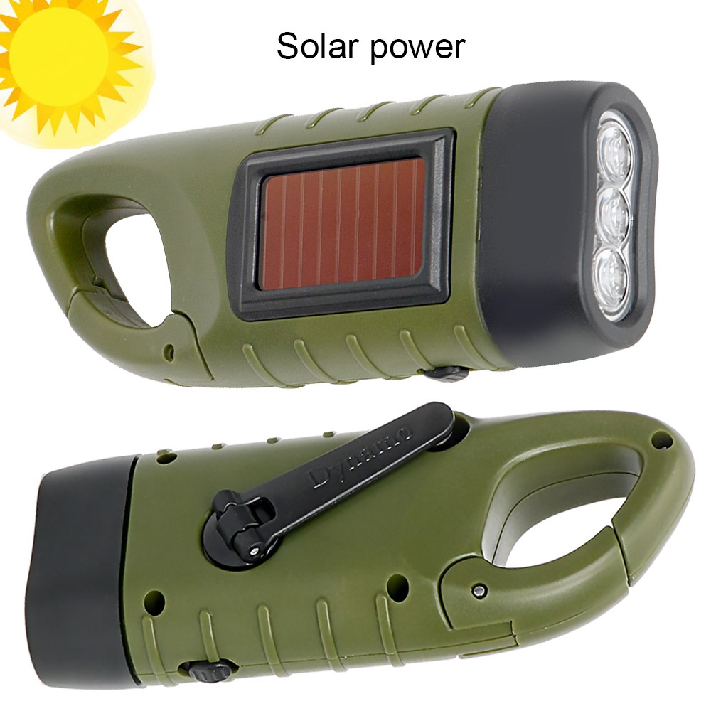 Portable LED Flashlight Hand Crank Dynamo Torch Lantern Prof
