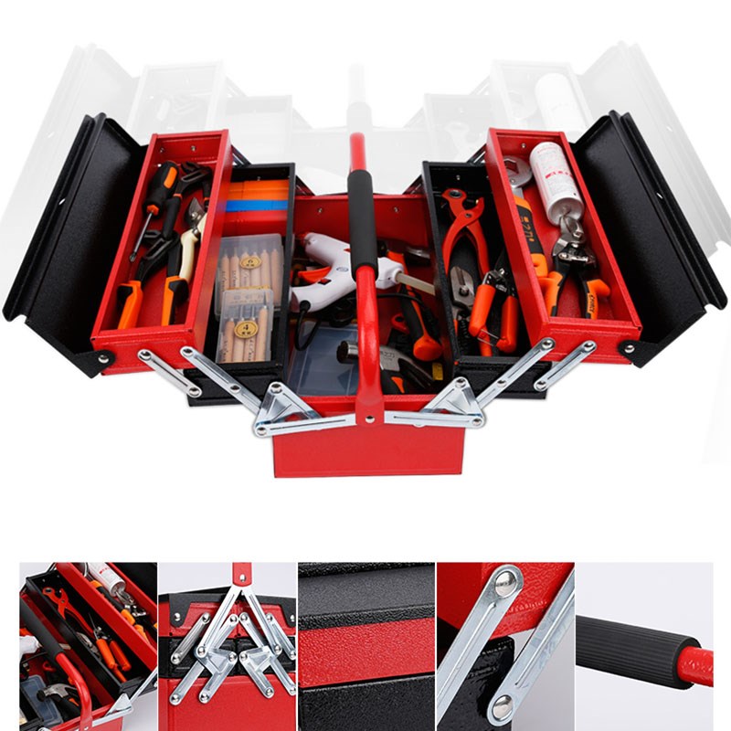 Three floors iron tool box portable folding Hardware toolbox