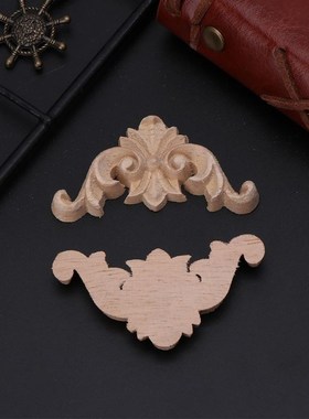 4pcs/set Wood Carved Corner Flower Onlay Applique Unpainted