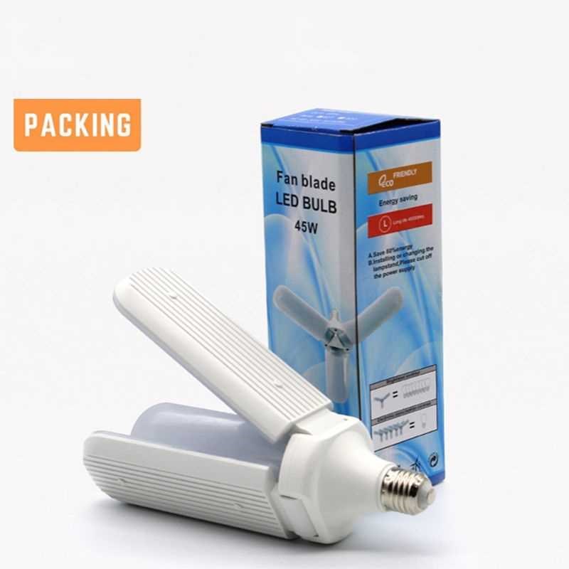 E27 LED Foldable Light Fan Shape Super Bright Bulb 220V 45W