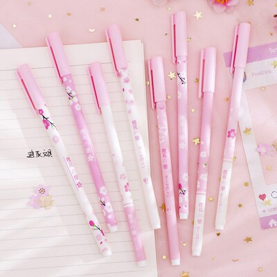 12 pcs/lot Cute Cherry Blossoms Gel Pens Kawaii 0.38mm Pink