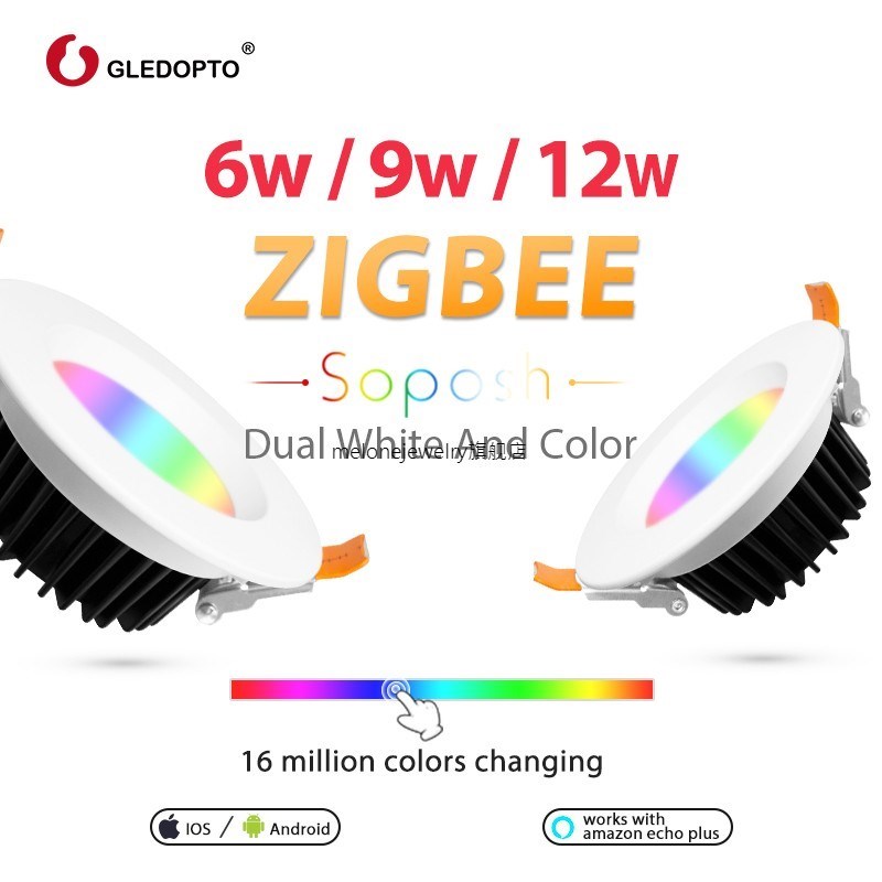 Zigbee 1050lm ltra Bright Round RGB LED Downlight 6W 9W 12W
