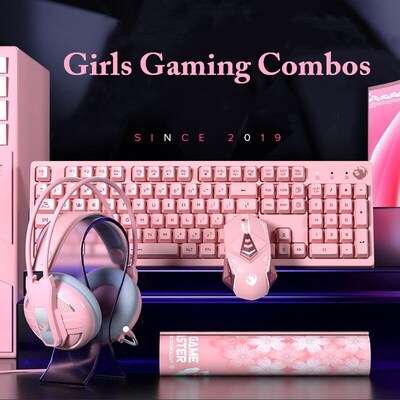 Girl's Gaming Combos Keyboard with 19 Key No Punch 4800DPI M