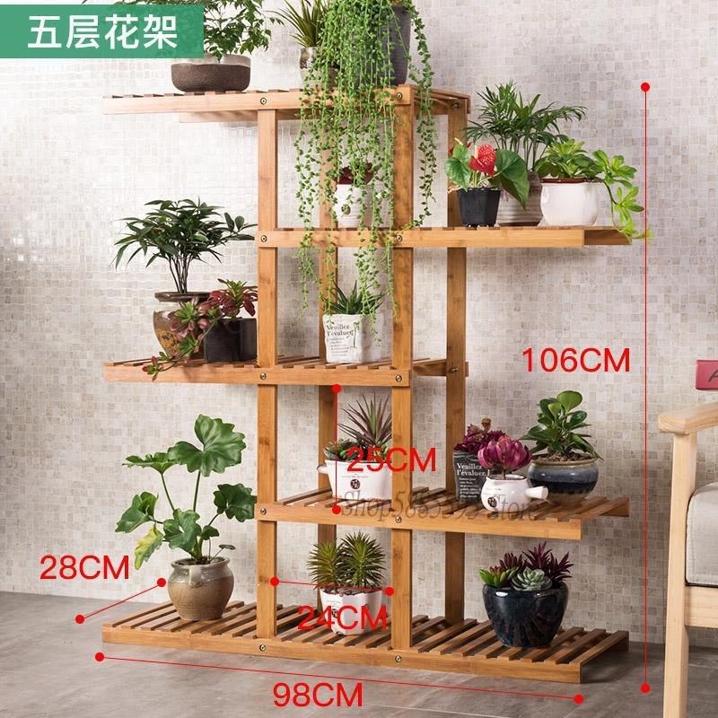 Flower Stand Bamboo Multilayer Bamboo Succulents Flower Shel - 实物图