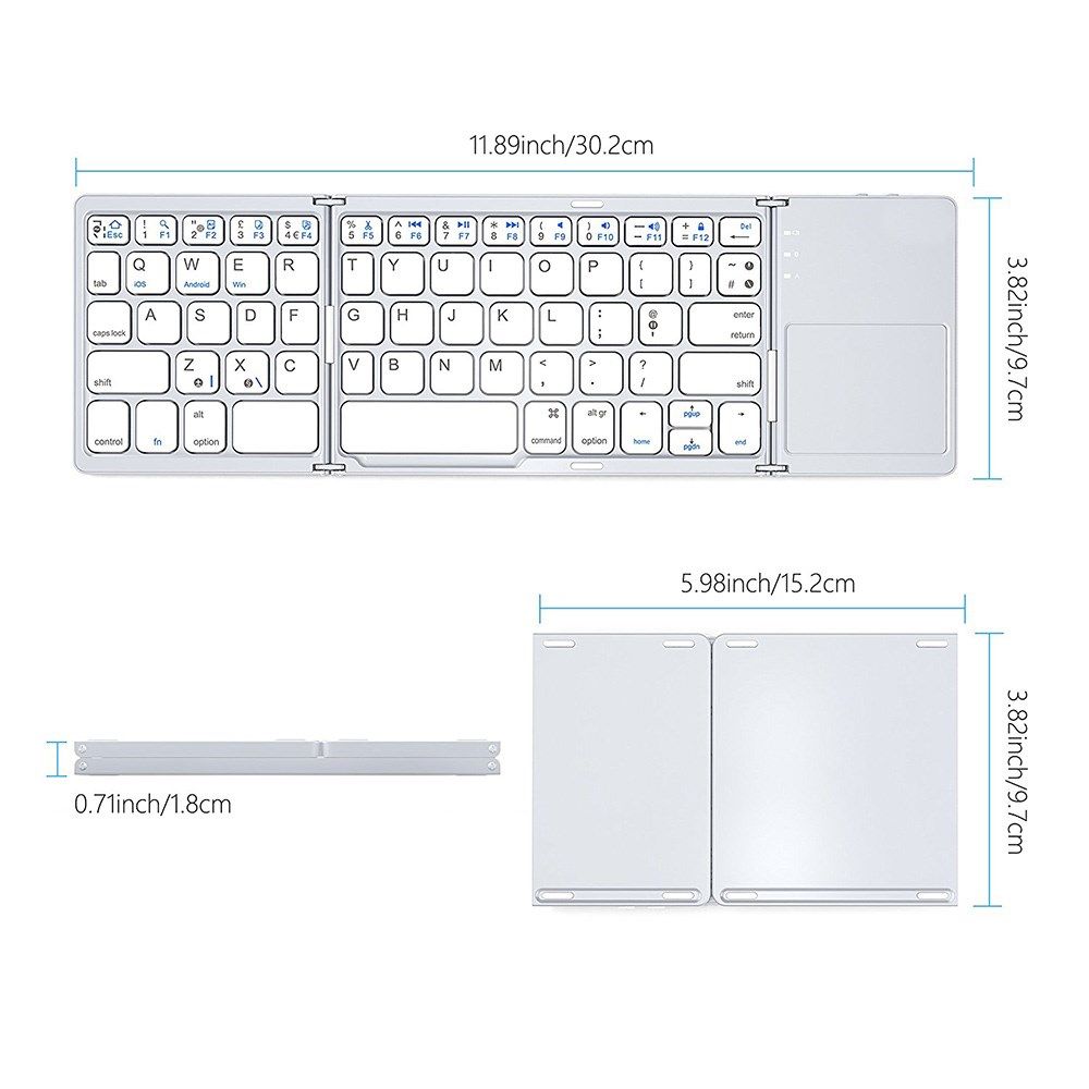 For Windows Android Ios Foldable Bluetooth Keyboard With Mag