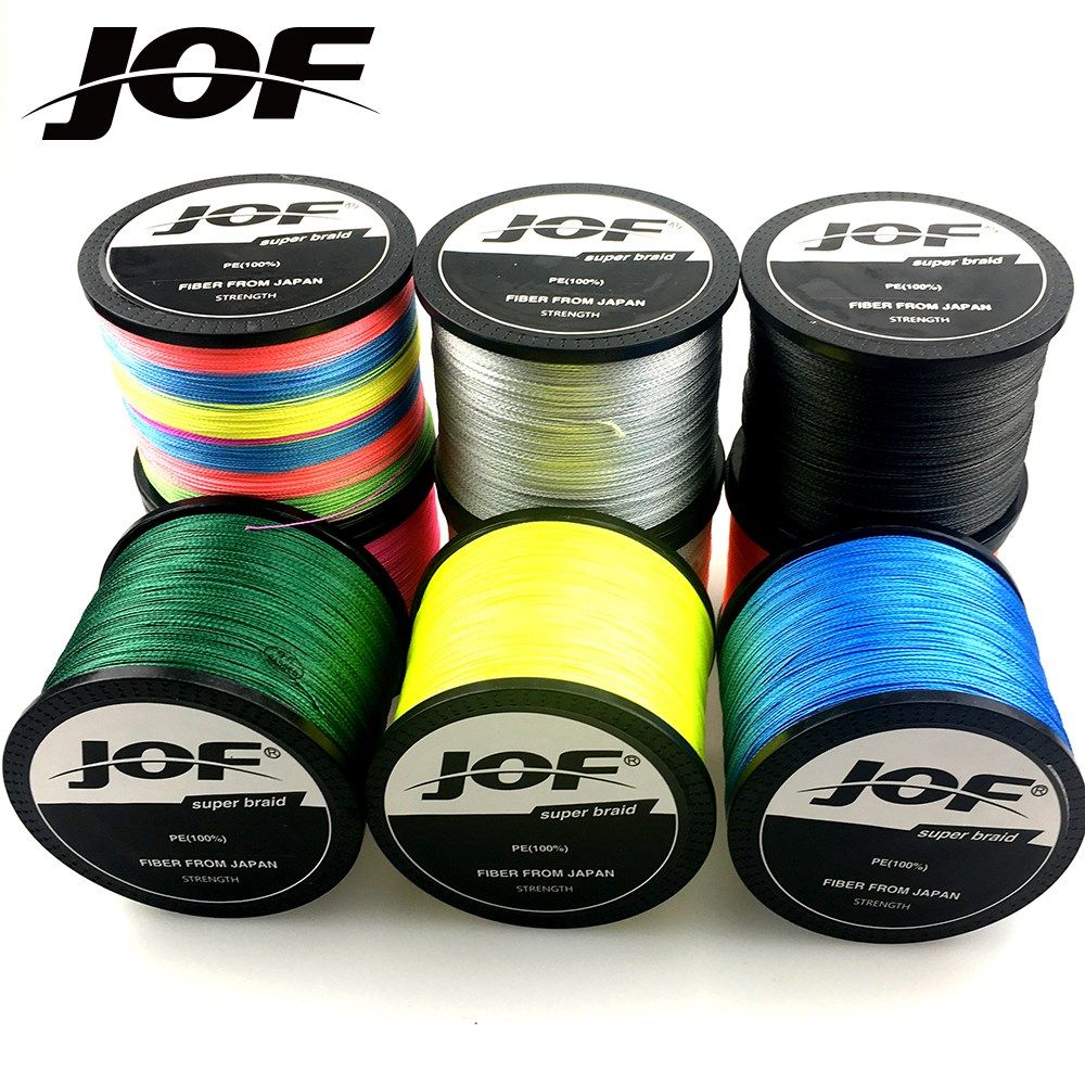 JOF Woven wire 1000M 100M PE Braided Fishing Line 4 strands