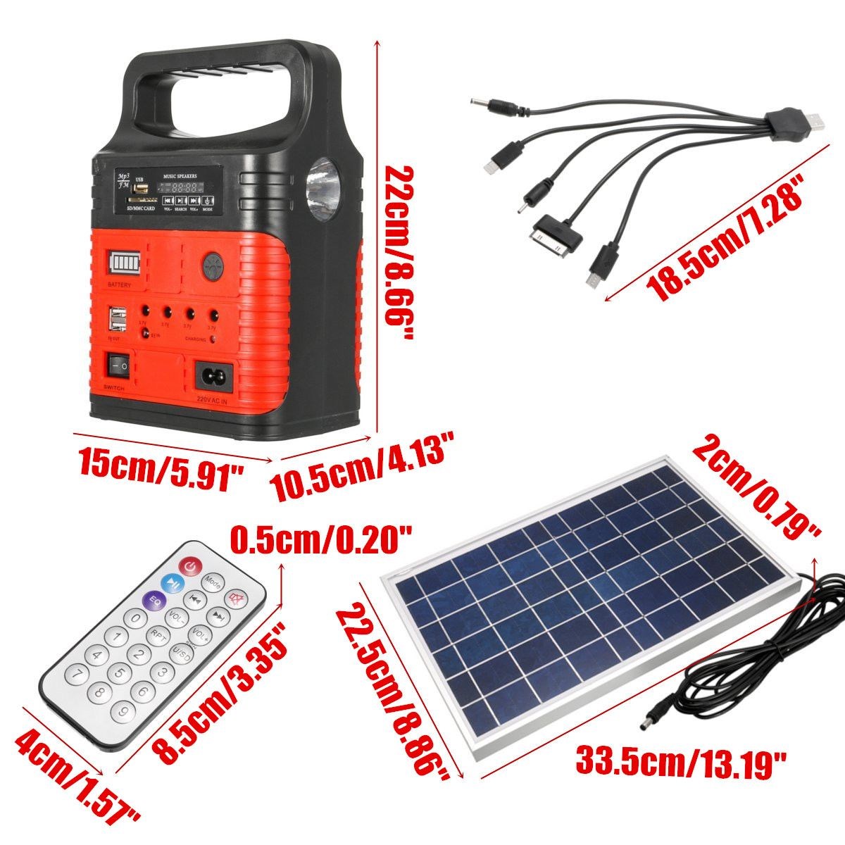 3 LED Solar Lighting System Kit 7500mAH USB Charging Househo