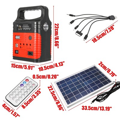 3 LED Solar Lighting System Kit 7500mAH USB Charging Househo