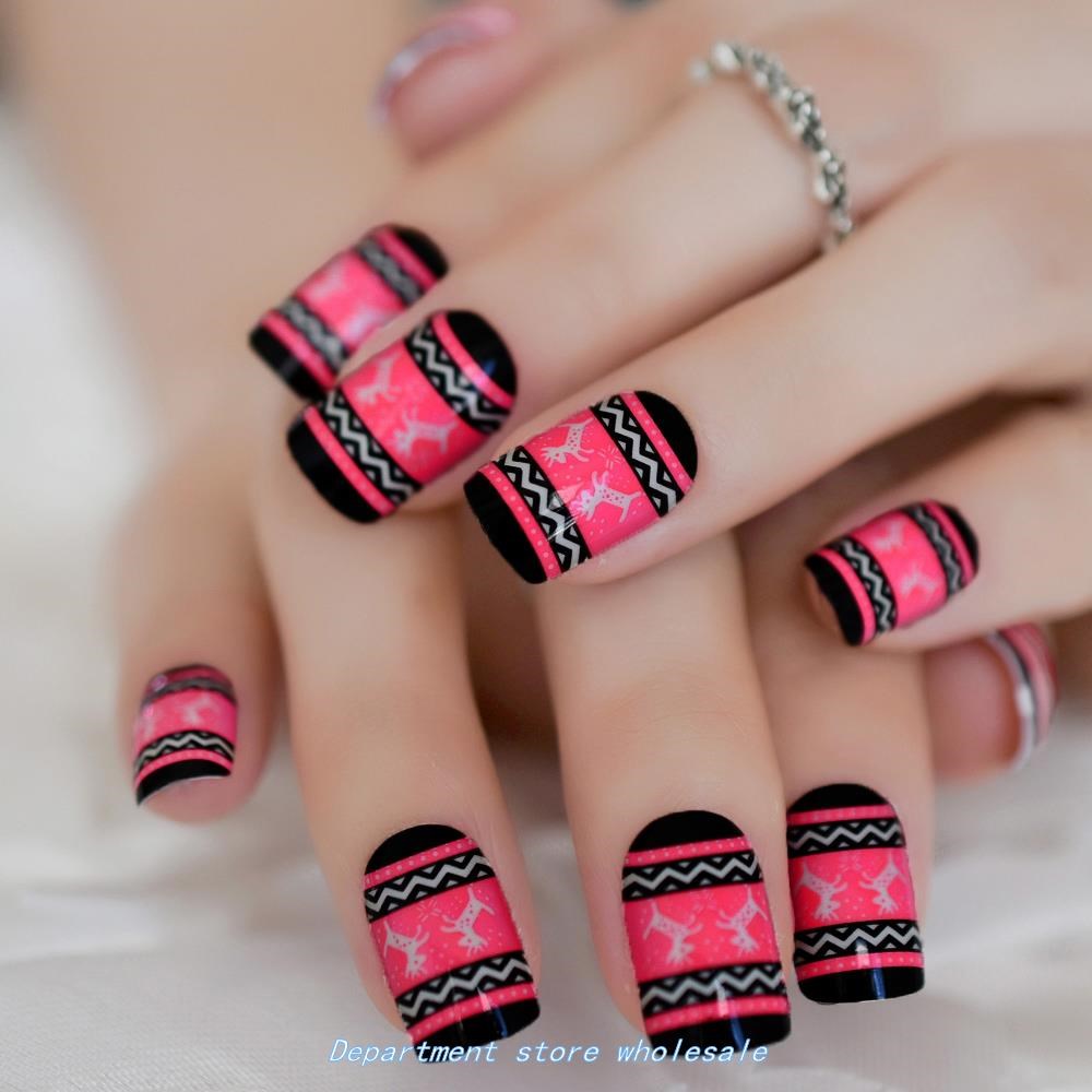 DecoratioN NaiL Pre-DesigN Fake NaiLs Deer PatterN FashioN L