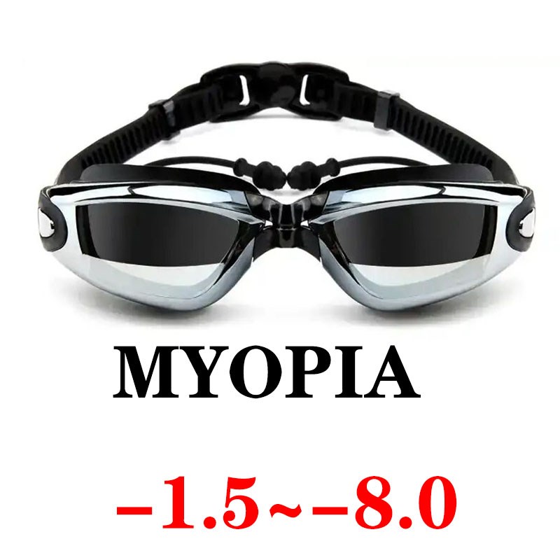 Myopia Swimming Goggles Earplug Professional Adult Silicone