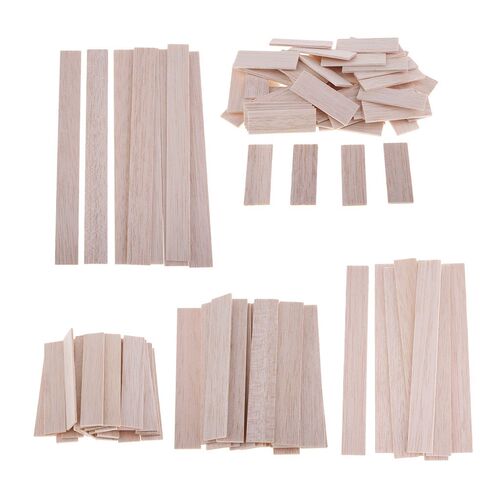 Rectangular Natural Round Balsa Wood Stick Woodcraft Flat D