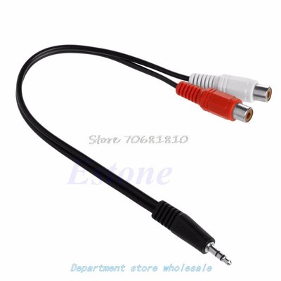 3.5mm Stereo Audio Male To 2 RCA Female Plug Adapter Headpho