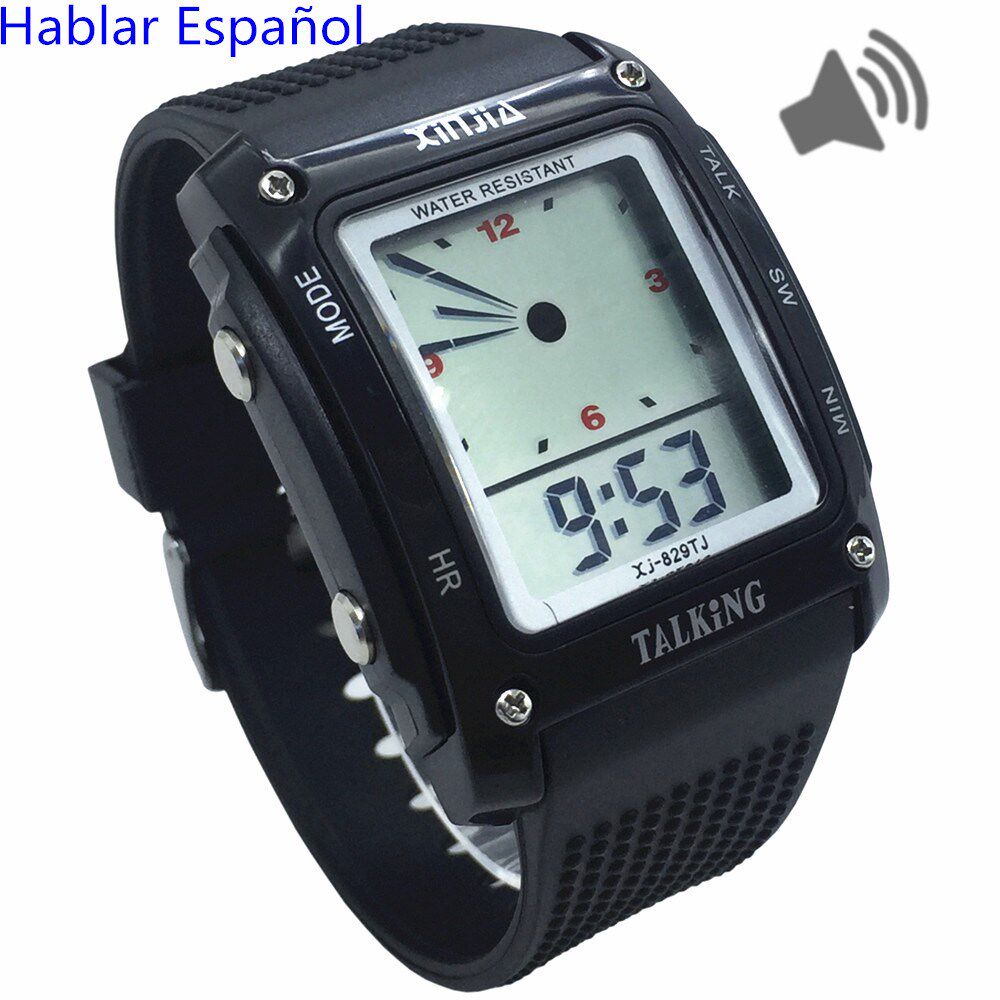 Rectangle Dial,Spanish talking Watch for the Blind and Elde