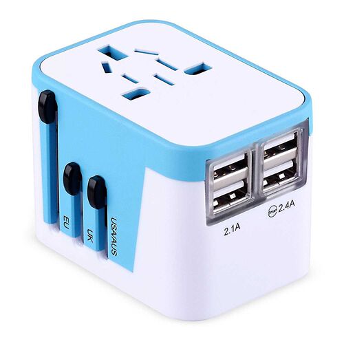 Power Plug Adapter International Travel - WITH 4 USB Ports w