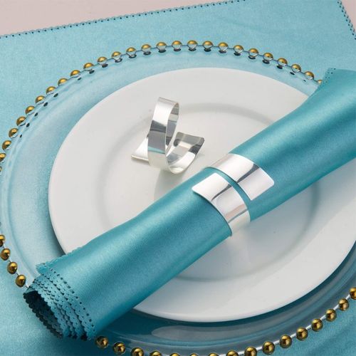 8 Pcs Silver Napkin Rings Metal Napkin Holders for Wedding D