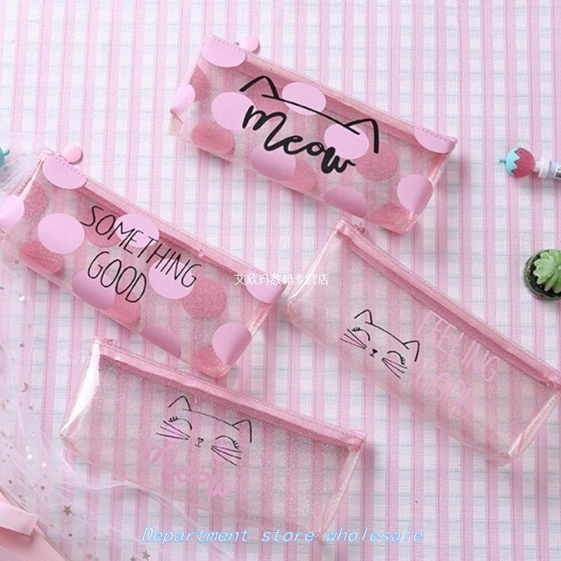 Creative Letter PVC Pink Pencil Bag Student Stationery Bag L
