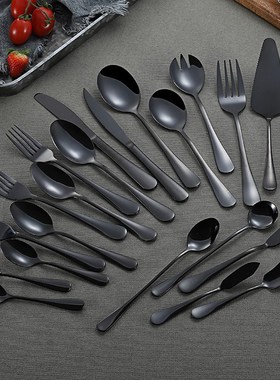 Dinnerware Set Stainless Steel Black Cutlery Set Dinner Serv