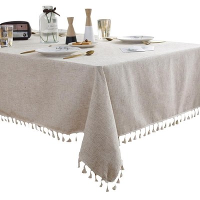 1pcs Rectangle Rustic Plain Color Tablecloth Table Overlays