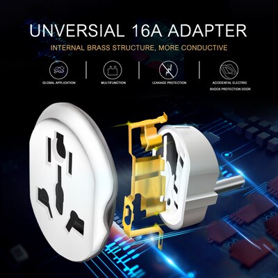 1 9Pcs 16A EU Adapter Universal Adapters AC Power Socket Eu