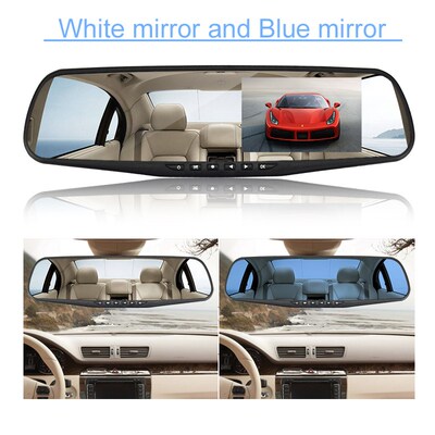 OMGO Car Dvr Dash Cam Dual Lens Rear View Mirror Auto Dashca
