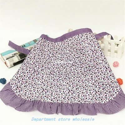 1pc Short Waist Kitchen Apron Lace Half Waist Bib Maid Costu