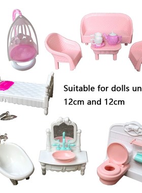 For Barbie doll accessories European style bed bathtub hang